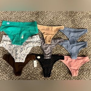 Love By Gap Stretch Mid Rise Breathe Cotton Thongs Lace Cheeky NWT Lot Of 9 XS